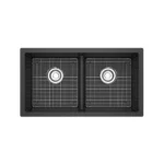 Riobel Fonsa 33" Double Bowl Undermount Quartz Kitchen Sink — Black