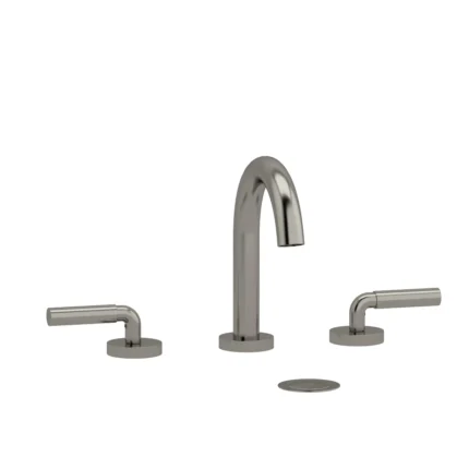 Riobel Riu Widespread Lavatory Faucet With C-Spout — Brushed Nickel — Smooth Lever