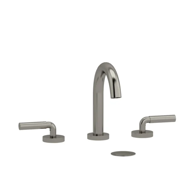 Riobel Riu Widespread Lavatory Faucet With C-Spout — Brushed Nickel — Smooth Lever