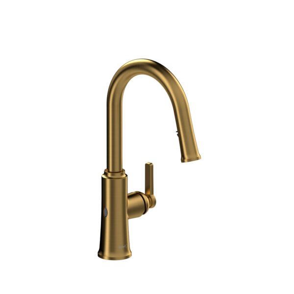 Riobel Trattoria Pull-Down Touchless Kitchen Faucet With C-Spout — Brushed Gold