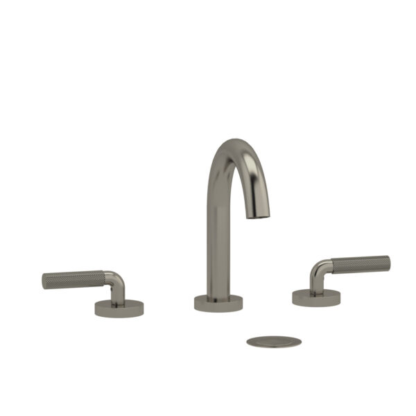 Riobel Riu Widespread Lavatory Faucet With C-Spout — Brushed Nickel — Knurled Lever