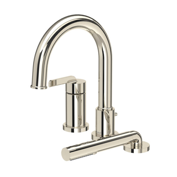 Riobel Authentica 3-Hole Pressure Balance Deck Mount Tub Filler Trim — Polished Nickel