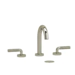 Riobel Riu Widespread Lavatory Faucet With C-Spout — Polished Nickel — Knurled Lever
