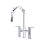 Riobel Lateral Bridge Pull-Down Kitchen Faucet With C-Spout — Chrome