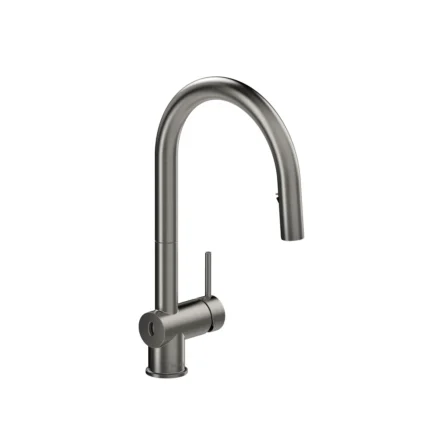 Riobel Azure Pull-Down Touchless Kitchen Faucet With C-Spout — Stainless Steel