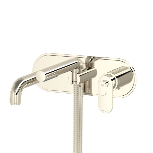 Riobel Arca Wall Mount Thermostatic/Pressure Balance Tub Filler Trim — Polished Nickel