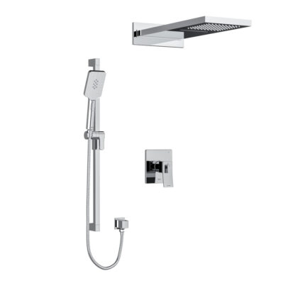 Riobel Square Rail Rain and Cascade Shower System - Chrome