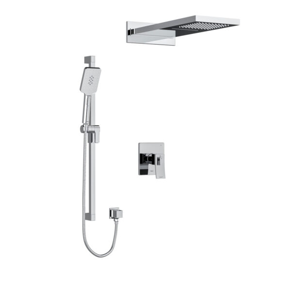 Riobel Square Rail Rain and Cascade Shower System Chrome Riobel Square Rail Rain and Cascade Shower System - Chrome