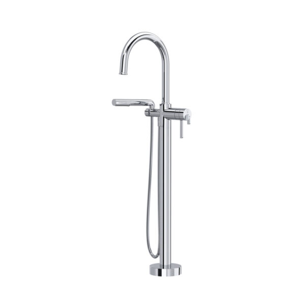 Riobel Authentica Thermostatic Single Hole Floor Mount Tub Filler Trim — Chrome