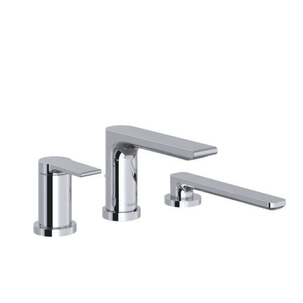 Riobel Fresk 3-Hole Pressure Balance Deck Mount Tub Filler Trim — Chrome