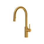Riobel Lateral Pull-Down Kitchen Faucet With C-Spout — Brushed Gold