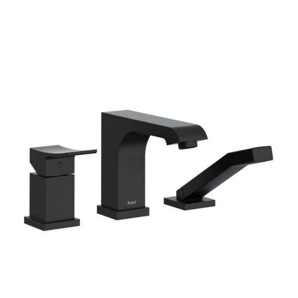 Riobel Zendo 3-Hole Pressure Balance Deck Mount Tub Filler Trim — Black