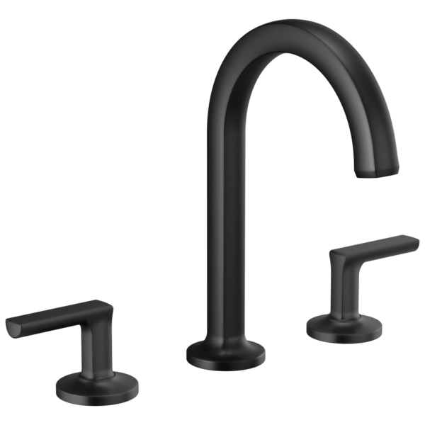 Brizo Kintsu arc spout widespread faucet in Matte Black with Lever handles, 65306LF-BLLHP-ECO and HL5306-BL