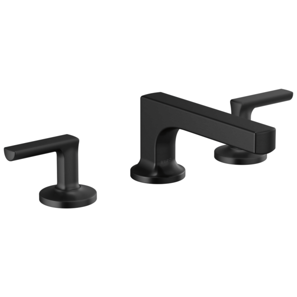Brizo Kintsu low spout widespread faucet in Matte Black with Lever handles, 65308LF-BLLHP-ECO and HL5306-BL