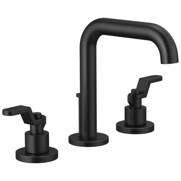 Brizo Litze high spout widespread faucet in Matte Black with Industrial Lever handles, 65332LF-BLLHP-ECO and HL5334-BL-NM