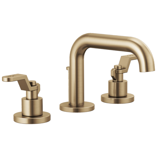 Brizo Litze low spout widespread faucet in Brilliance® Luxe Gold® with Industrial Lever handles, 65334LF-GLLHP-ECO and HL5334-GL-NM