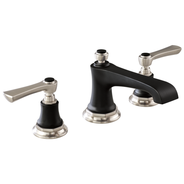 Brizo Rook standard spout widespread faucet in Matte Black / Brilliance® Luxe Nickel® with Lever handles, 65360LF-NKBLLHP-ECO and HL5360-NKBL