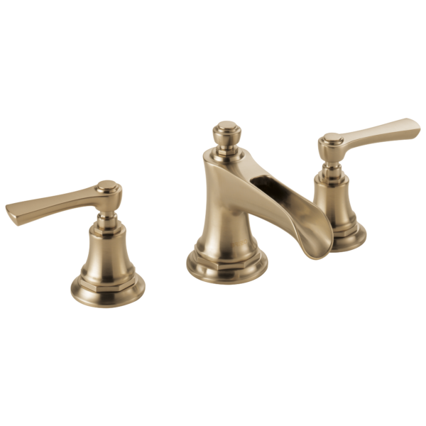 Brizo Rook channel spout widespread faucet in Brilliance® Luxe Gold® with Lever handles, 65361LF-GLLHP-ECO and HL5360-GL