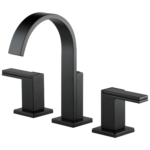 Brizo Siderna widespread widespread faucet in Matte Black with Metal Lever handles, 65380LF-BLLHP-ECO and HL5380-BL