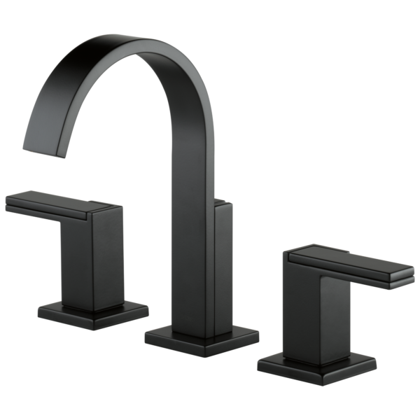 Brizo Siderna widespread widespread faucet in Matte Black with Metal Lever handles, 65380LF-BLLHP-ECO and HL5380-BL