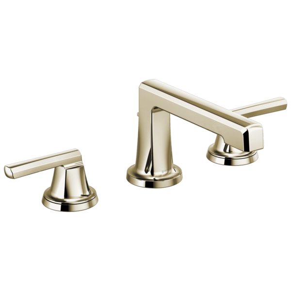 Brizo Levoir low spout widespread faucet in Brilliance® Polished Nickel with Low Lever handles, 65397LF-PNLHP-ECO and HL5397-PN