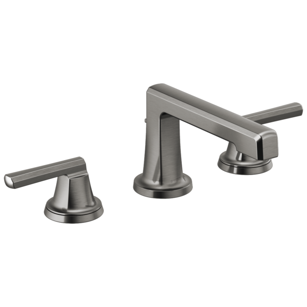 Brizo Levoir low spout widespread faucet in Brilliance® Luxe Steel® with Low Lever handles, 65397LF-SLLHP-ECO and HL5397-SL