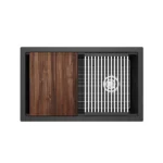 Riobel Fonsa 30" Quartz Chef/Workstation Sink With Accessories — Black