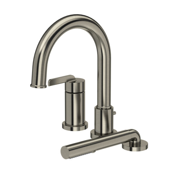 Riobel Authentica 3-Hole Pressure Balance Deck Mount Tub Filler Trim — Brushed Nickel