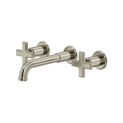 Riobel Manifesto Wall Mount Lavatory Faucet Trim — Brushed Nickel — Cross Handles
