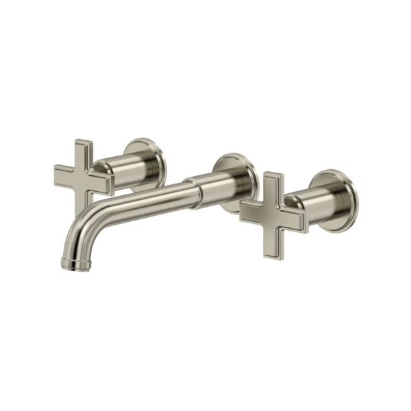 Riobel Manifesto Wall Mount Lavatory Faucet Trim — Brushed Nickel — Cross Handles