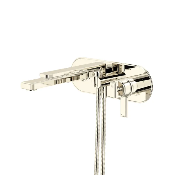 Riobel Manifesto Wall Mount Thermostatic/Pressure Balance Tub Filler Trim — Polished Nickel