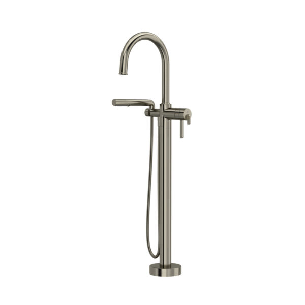 Riobel Authentica Thermostatic Single Hole Floor Mount Tub Filler Trim — Brushed Nickel