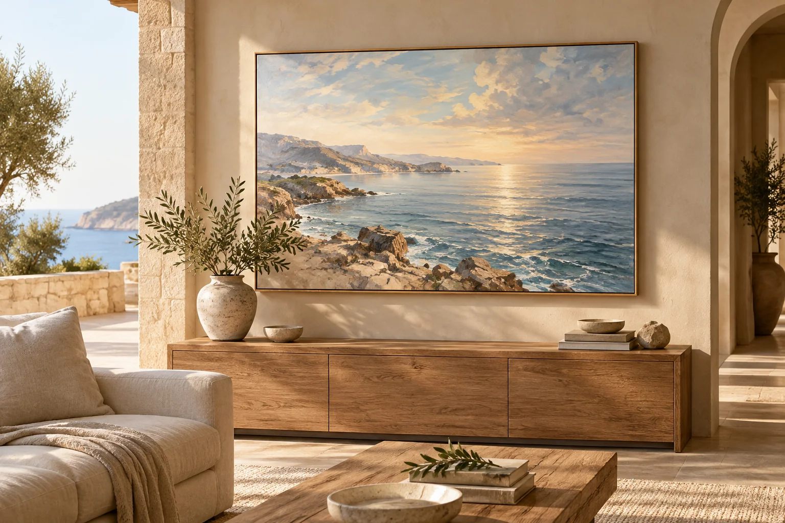 Paintings in a contemporary interior