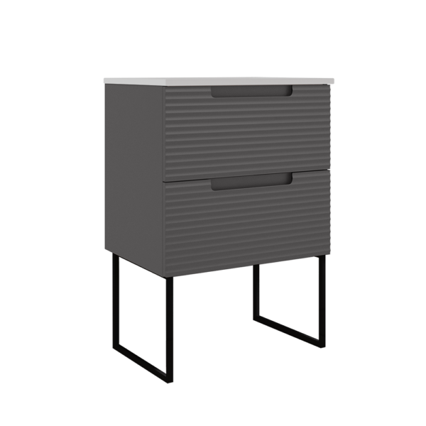 ICO Bath Coda Rippled 24″ Two Drawer Wall-Mounted Vanity
