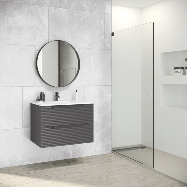 ICO Bath Coda Rippled 31″ Two Drawer Wall-Mounted Vanity