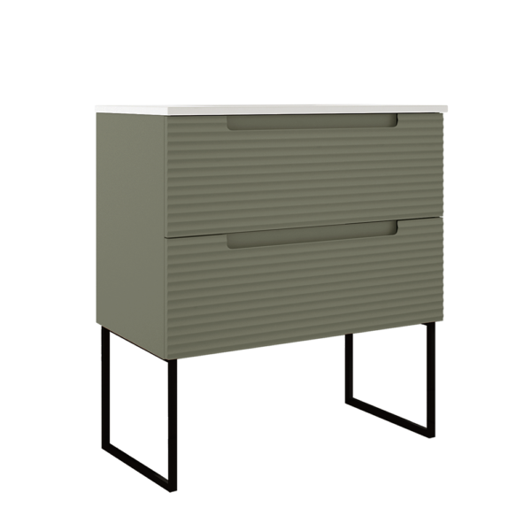 ICO Bath Coda Rippled 31″ Two Drawer Wall-Mounted Vanity