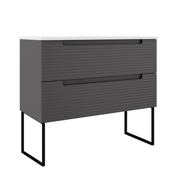 ICO Bath Coda Rippled 36″ Two Drawer Wall-Mounted Vanity