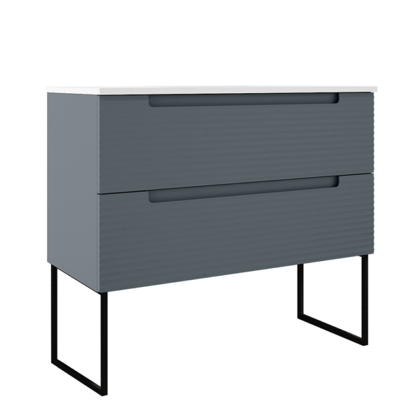 ICO Bath Coda Rippled 36″ Two Drawer Wall-Mounted Vanity