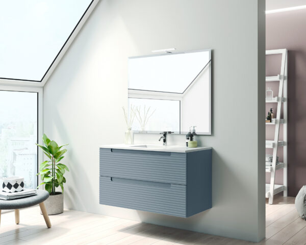ICO Bath Coda Rippled 36″ Two Drawer Wall-Mounted Vanity