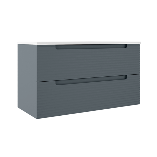 ICO Bath Coda Rippled 36″ Two Drawer Wall-Mounted Vanity