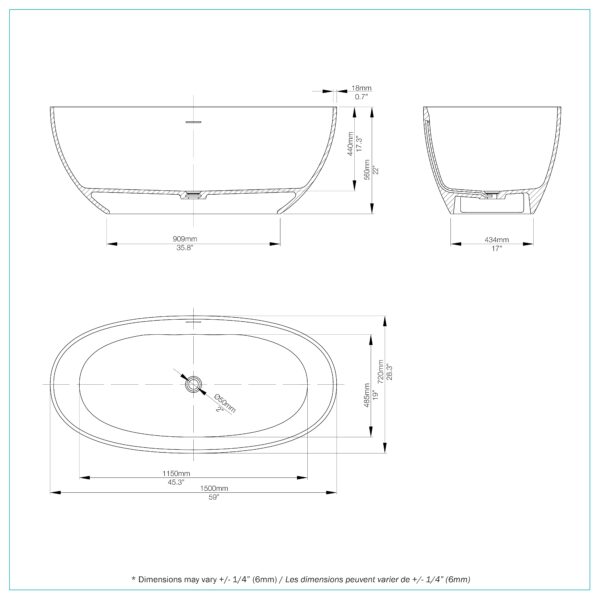 Bain Signature Damon 59 Solid Surface Tub — view 8
