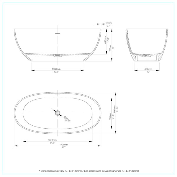 Bain Signature Damon 67 Solid Surface Tub — view 8