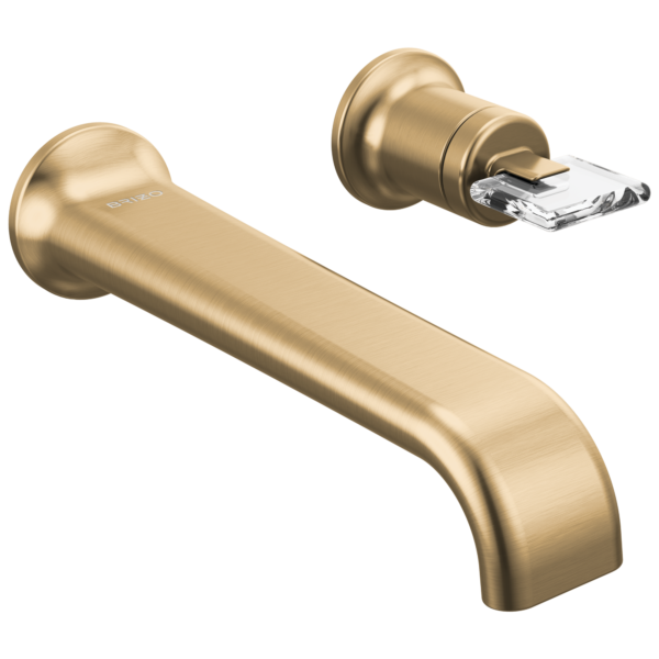 Brizo Allaria wall mount faucet in Brilliance® Luxe Gold® with Knob - Clear handle