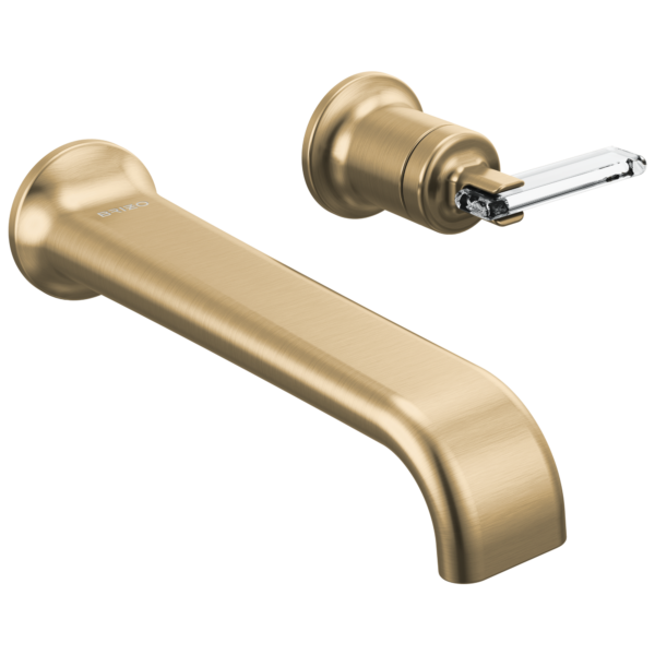 Brizo Allaria wall mount faucet in Brilliance® Luxe Gold® with Lever - Clear handle