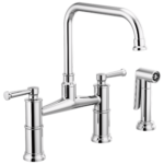 Brizo Artesso Bridge Faucet with Side Sprayer in Polished Chrome, 62525LF-PC
