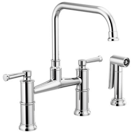 Brizo Artesso Bridge Faucet with Side Sprayer in Polished Chrome, 62525LF-PC