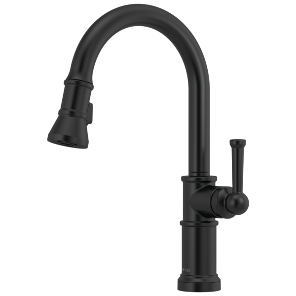 Brizo Artesso Single Handle Pull-Down Kitchen Faucet in Matte Black, 63025LF-BL