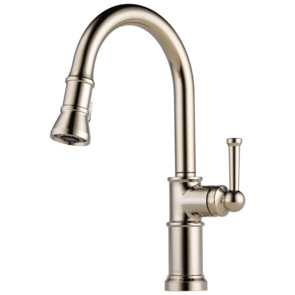 Brizo Artesso Single Handle Pull-Down Kitchen Faucet in Brilliance® Polished Nickel, 63025LF-PN