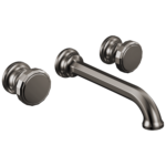 Brizo Beauclere wall mount faucet in Brilliance® Black Onyx with Wheel handles, T65865LF-BNXLHP and HW5865-BNX