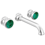 Brizo Beauclere wall mount faucet in Polished Chrome with Decorative Wheel handles, T65865LF-PCLHP and HI5865-PCMC